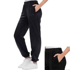 Velour Jogger Pants Soft Cozy Luxury Velvet Dress Lounge Pants Black Size Large
